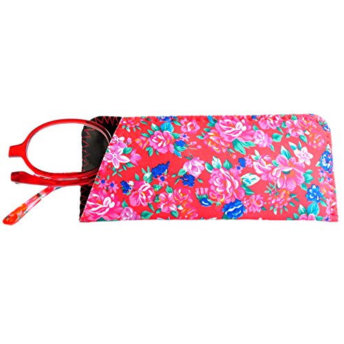 Gafas de Maquillaje, Gafas Para Maquillarse con Lente Abatible,Gafas con Lente que Gira Para Ayudarte con el Maquillaje con Funda Gratuita, Dioptrías +2.5(Rojo)