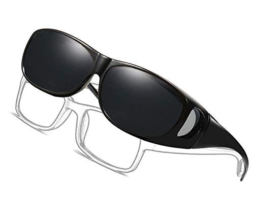 Gafas de sol deportivas polarizadas UV400,Gafas de Sol Para Colocar Sobre las Gafas Normales y de Lectura Hombre Mujer (negro)