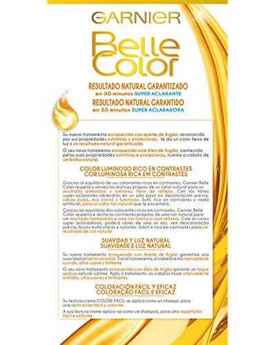 Garnier Belle Color Coloración de aspecto natural y cobertura completa de canas con aceite de jojoba y germen de trigo - Tono: Rubio Extra Claro Natural 110