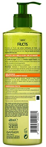 Garnier Fructis Liso & Brillo 10 en 1 Crema Sin Aclarado para Pelo Liso, Rebelde, Difícil de Alisar - 3 Unidades x 400 ml