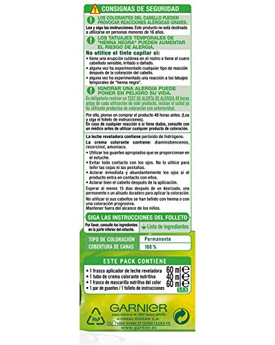 Garnier Nutrisse Creme Coloración Nutritiva Permanente, Tinte 100% Cobertura de Canas con Mascarilla Nutritiva de 4 Aceites - Tono 4 Castaño