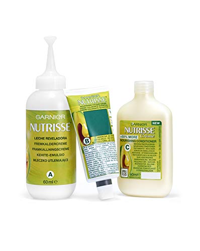 Garnier Nutrisse Creme Coloración Nutritiva Permanente, Tinte 100% Cobertura de Canas con Mascarilla Nutritiva de 4 Aceites - Tono 6 Rubio Oscuro