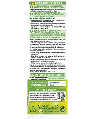 Garnier Nutrisse Creme Coloración Nutritiva Permanente, Tinte 100% Cobertura de Canas con Mascarilla Nutritiva de 4 Aceites - Tono 7 Rubio