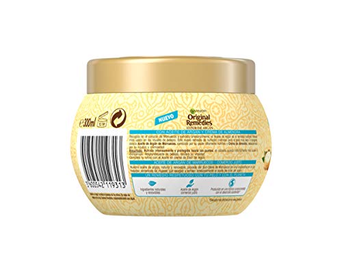 Garnier Original Remedies Elixir de Argán Mascarilla capilar nutritiva cremosa sin silicona para un pelo muy seco y sin brillo - 300 ml