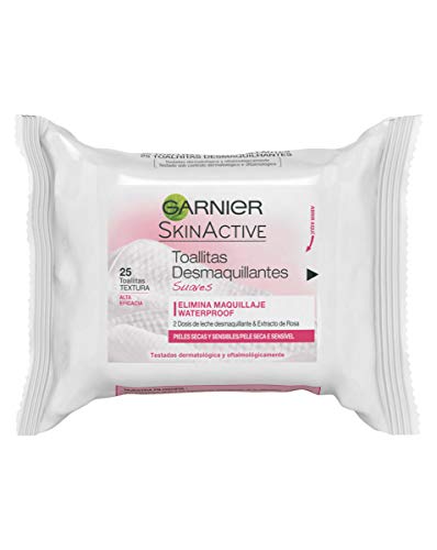 Garnier Skin Active - Toallitas Desmaquillantes Refrescantes para Pieles Normales a Mixtas - 25 Unidades