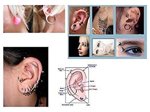 Gearmax, Dispositivo de piercing, pistola de agujas del oído + 49 pendientes metal