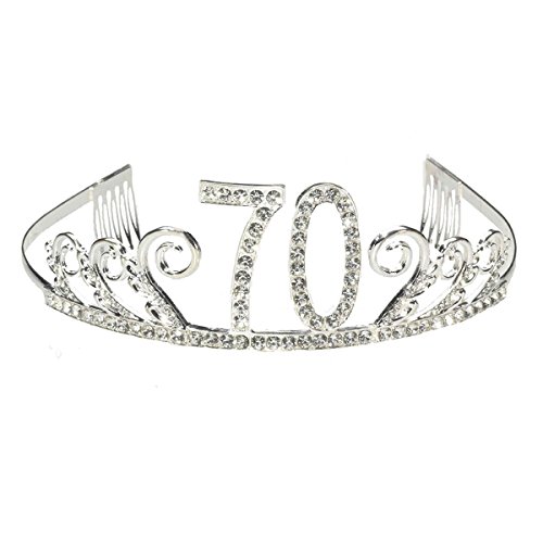 GreeStore - Tiara de corona para 70 cumpleaños, diseño de princesa con diamantes de imitación