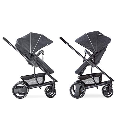 Hauck Pacific 4 Shop N Drive - Carro de Bebe de 6 Piezas, hasta 25 kg, Grupo 0+, Capazo Transformable, Silla Reversible, Colchón, Cubrecapazo, Cubrepies, Saquito, Ligero, Melange Charcoal (Gris)