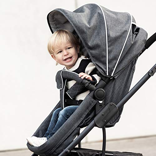 Hauck Pacific 4 Shop N Drive - Carro de Bebe de 6 Piezas, hasta 25 kg, Grupo 0+, Capazo Transformable, Silla Reversible, Colchón, Cubrecapazo, Cubrepies, Saquito, Ligero, Melange Charcoal (Gris)