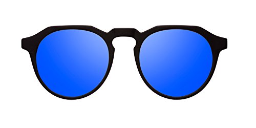 HAWKERS · Gafas de Sol Warwick Carbon Black, para Hombre y Mujer, un clásico renovado que combina montura en negro mate y lentes azules con efecto espejo, Protección UV400