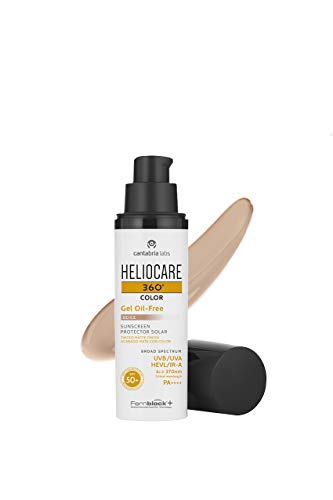 Heliocare 360º Color Gel Oil-Free SPF 50+ - Fotoprotección Avanzada con Color, Textura Ligera, Pieles Mixtas o Grasas, Acabado Mate y Tacto Seco, Beige, 50ml