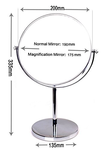 HIMRY Espejo de Baño 8" Aumento 10x para Afeitar y Maquillar, Espejo de Mesa Cosmética Espejo, con Doble Cara： 1x y 10x Ampliación, Rotación 360 Grados, 8 Pulgadas, 20cm, Plateado, KXD3108-10x