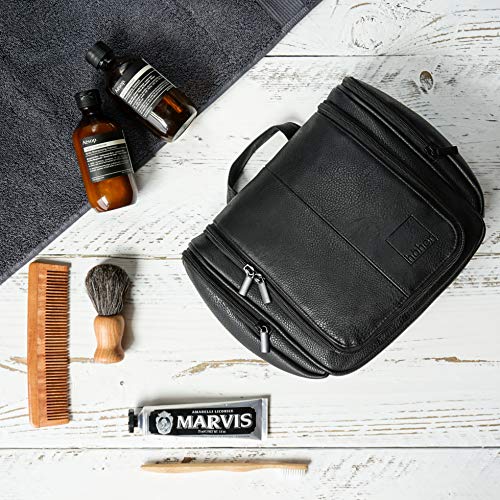 Höher - Bolsa de Baño de Calidad, Gran Capacidad, Gancho para ser Colgado – Artículos de Tocador, Kit de Afeitado, Cosméticos - Regalo para Hombres y Mujeres - Camping, Viajes, Gimnasio (negro)