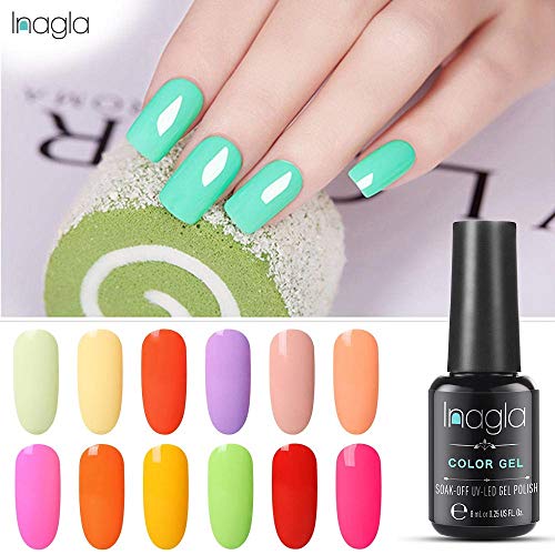 Inagla Esmaltes Semipermanentes de Pastel, 20 Colores de Esmaltes de Uñas en Gel UV LED para Manicura