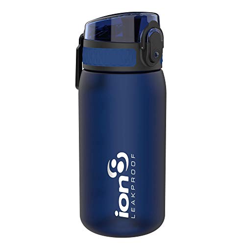 Ion8 Botella Agua Niños Sin Fugas, Sin BPA, Monos, Azul Marino