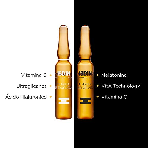 Isdin Isdinceutics Pack Day & Night Flavo-C Ultraglican + Flavo-C Melatonin | Tratamiento Día y Noche Antioxidante Reparador Monodosis 10 + 10 x 2ml