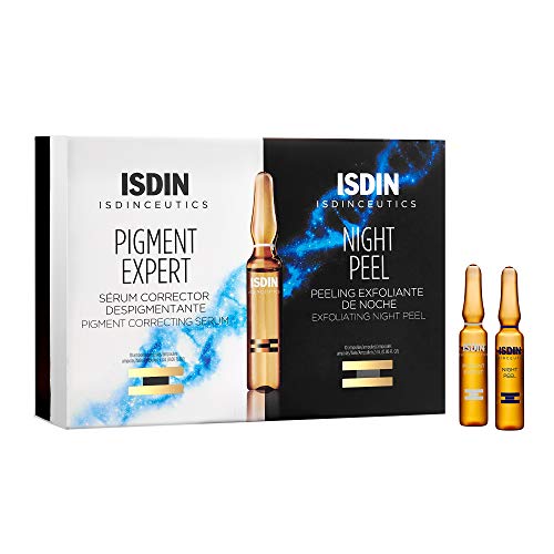 Isdin Isdinceutics Tratamiento Antimanchas Pigment Expert + Night peel | Serum Corrector Despigmentante Facial y Peeling Exfoliante de Noche Monodosis 10 + 10 x 2ml. (690015174)