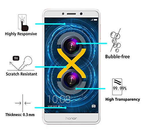 ivoler [3 Unidades] Protector de Pantalla para Huawei Honor 6X, Cristal Vidrio Templado Premium