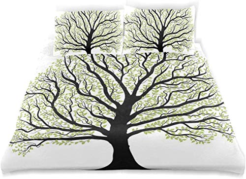 Juego de funda nórdica Big Lush Tree con muchas hojas y ramas Nature Trust Home Juego de cama decorativo de 3 piezas Super King Size con 2 fundas de almohada Cuidado fácil Antialérgico Suave suave