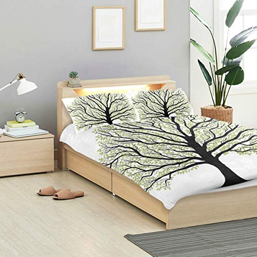 Juego de funda nórdica Big Lush Tree con muchas hojas y ramas Nature Trust Home Juego de cama decorativo de 3 piezas Super King Size con 2 fundas de almohada Cuidado fácil Antialérgico Suave suave