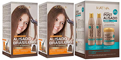 Kativa Kit Alisado Brasileño x2 + Post Alisado (Champu, Acondicionador y Mascarilla)