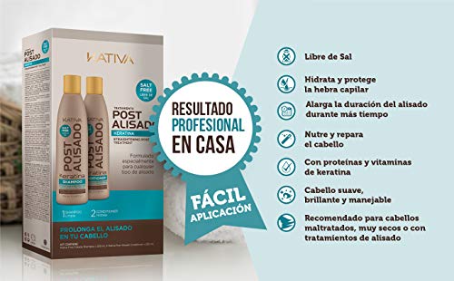 Kativa Kit Mantenimiento Post Alisado 2 Unidades - Champú y Acondicionador Post Tratamiento - Alarga la duración del alisado