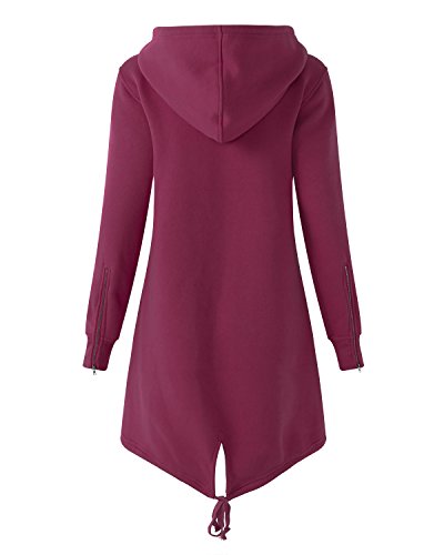 Kidsform Sudadera con Capucha para Mujer Sudadera con Capucha de Otoño Sudadera con Bolsillo Hoodie E-Vino Tinto S