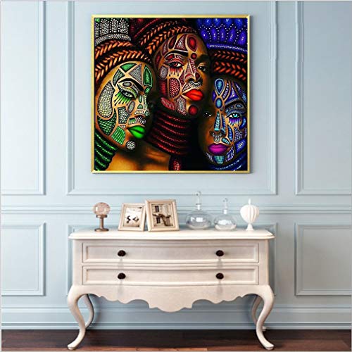 Kit de pintura de diamantes 5D para manualidades, punto de cruz diamante，diy pintura al oleo por numeros Dama africana，diy 5d diamond painting diseño de dama africana, 30 x 30 cm