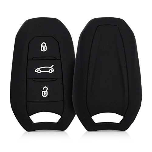 kwmobile Funda de Silicona Compatible con Peugeot Citroen Llave de Coche Smartkey de 3 Botones (Solo Keyless Go) - Carcasa Suave de Silicona - Case Mando de Auto Negro