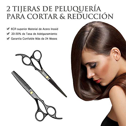 KYG Tijeras de Peluquería Profesional 6 Pulgadas, Tijeras Barbero de Cortar y Entresacar, Acero Inoxidable 6CR, con Tornillo de Tensión de Ajuste Fino Tijeras para Peluquero y Salón de Corte