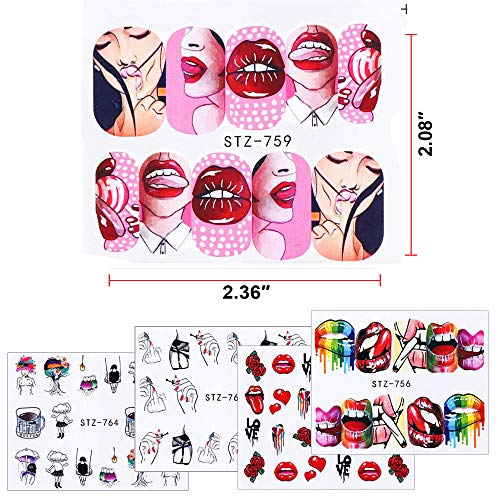 Labio Sexual Pegatinas Uñas, Mwoot 9 Hojas 3D Pegatina Decoracion para las Uñas Decal DIY Etiqueta Decoración Arte Adhesivos Uñas Pegatinas