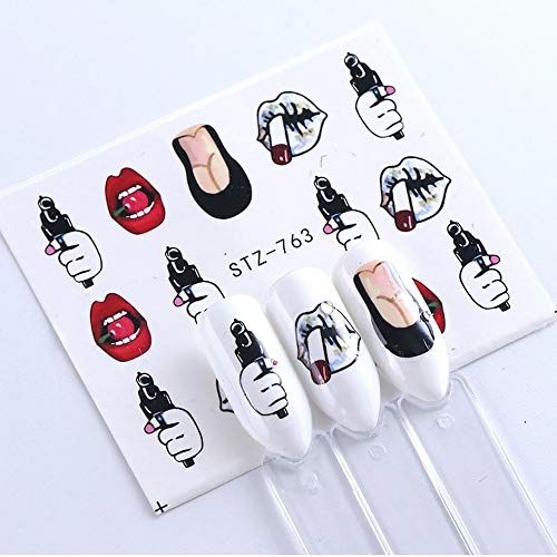 Labio Sexual Pegatinas Uñas, Mwoot 9 Hojas 3D Pegatina Decoracion para las Uñas Decal DIY Etiqueta Decoración Arte Adhesivos Uñas Pegatinas