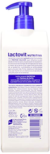 Lactovit - Leche Corporal Nutritiva con Protein Calcium y Manteca de Karité, para Pieles Normales y Secas - Pack de 5 x 400 ml