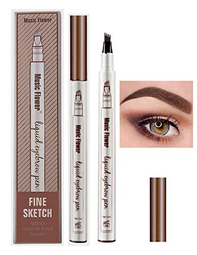 Lapiz de Cejas Waterproof, Tattoo Eyebrow Pen con Cuatro 4 Puntas Duraderas Brow Gel Para Maquillaje de Ojos