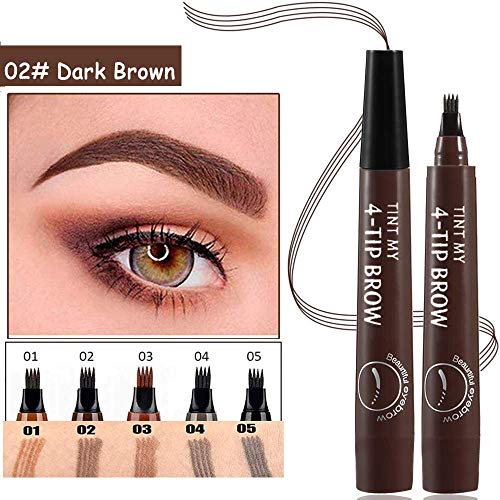 Lápiz Para Tatuaje de Cejas, Lápiz de Cejas Microblading, Lápiz de Cejas de 4 Puntos, Crea Un Maquillaje Duradero, Cejas Naturales Cubre áreas Dispersas, Lápiz de Cejas Impermeable con Regalo