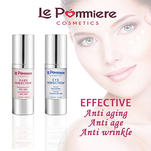 Le Pommiere serum facial hidratante ácido hialurónico antiedad 30ml. Anti arrugas piel normal, seca, grasa o mixta con vitamina A retinol, C, E, colágeno, coenzima Q10, aloe vera. Hombre & mujer