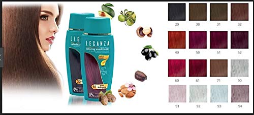 Leganza, 7 aceites naturales, bálsamo para el pelo de color caoba oscuro 61