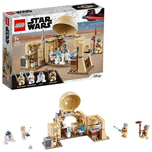 LEGO Star Wars - Cabaña de Obi-Wan, con Techo Desplegable, Incluye un Droide y Holograma de la Princesa Leia, Minifiguras de Obi-Wan Kenobi, Luke Skywalker y R2-D2 (75270)