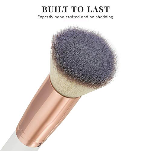 Lily England Brocha Plana Kabuki para Fundación - La Mejor Brocha para Maquillaje Líquido, Crema y en Polvo, Oro Rosa