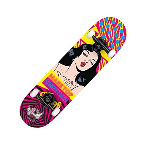 LINGLING-Skateboard Longboard Maple Skateboard 31 * 8 Pulgadas Cuatro Ruedas Profesional Doble Skateboarding Principiante Adulto Adolescente - Amor Y Tentación (Color : Colorful)