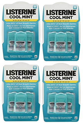 Listerine de bolsillo. Tiras para el aliento sabor menta fresca – 24 EA, pack de 12 unidades