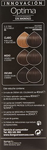 Llongueras Optima Tinte de Cabello Permanente sin Amoniaco Tono #5 Castaño Claro