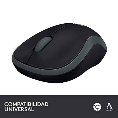 Logitech M185 Ratón Inalámbrico, 2.4 GHz con Mini Receptor USB, Batería 12 Meses, Seguimiento Óptico 1000 DPI, Ambidiestro, PC/Mac/Portátil, Gris