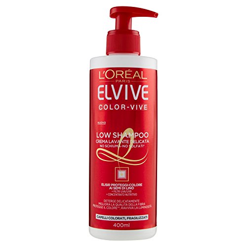 L'Oréal Paris - Champú Elvive Low Shampoo sin espuma ni sulfatos, 400 ml Color Vive