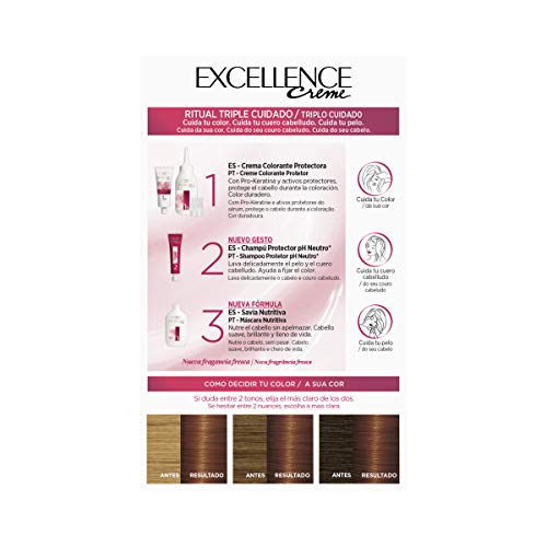 L'Oréal Paris Excellence Coloración Crème Triple Protección, Tono: 6.41
