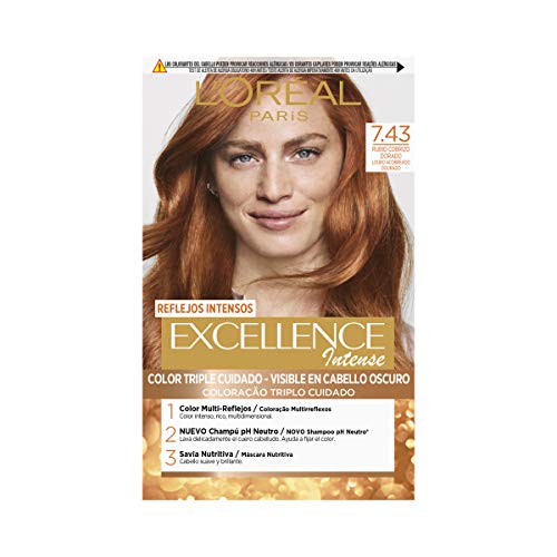 L'Oréal Paris Excellence Intense Coloración Tono: 7,43 Rubio Cobrizo Dorado