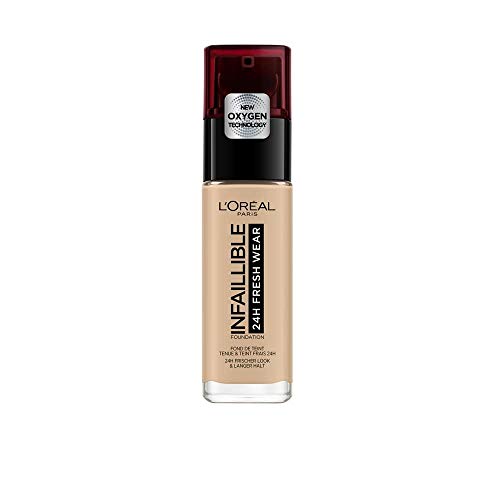 L'Oréal Paris Make-up designer Infalible 24H Fresh Wear Base de Maquillaje de Larga Duración - Tono 125 Naturel Rose, 30 ml