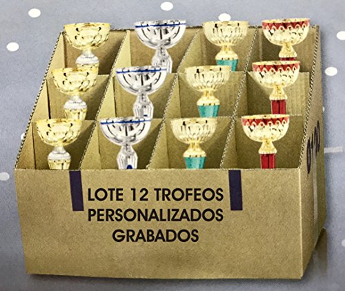 Lote 12 copas deportivas grabadas trofeos personalizados baratos