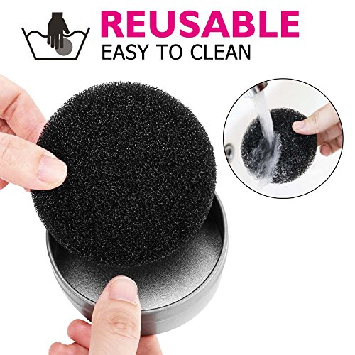 Luxspire Limpiador de Pinceles Maquillaje, Caja de Esponja para quitar residuos de polvos cosméticos sin Agua, Removedor de Color de Brocha a Seco, Limpieza de Esponja Reutilizable y Lavable, Plateado