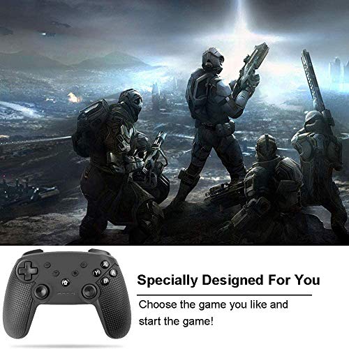 Mando inalámbrico, Bluetooth Gamepad controlador inalámbrico para interruptor remoto Lite Juego de palanca de mando de Joypad NFC doble Motors Turbo 6 Axis Gyro Compatible con PC con Windows,Negro